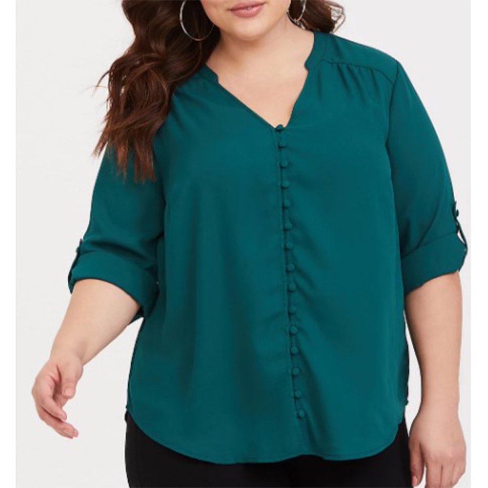 SOLD | Torrid Harper Button Front Georgette Blouse